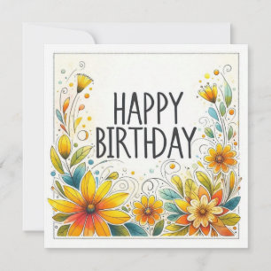 Festividades cartão floral de feliz aniversário