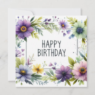 Festividades cartão floral de feliz aniversário