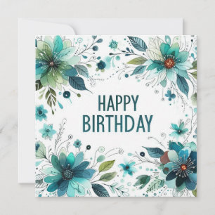 Festividades cartão floral de feliz aniversário