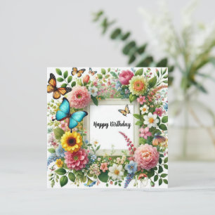 Festividades cartão floral de feliz aniversário