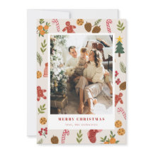 Cartão fotográfico de Natal Colorido e Itens Sazon