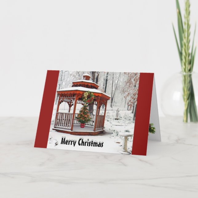 Festividades Cartão Gazebo de Natal, Feliz Natal Horizontal (Frente)