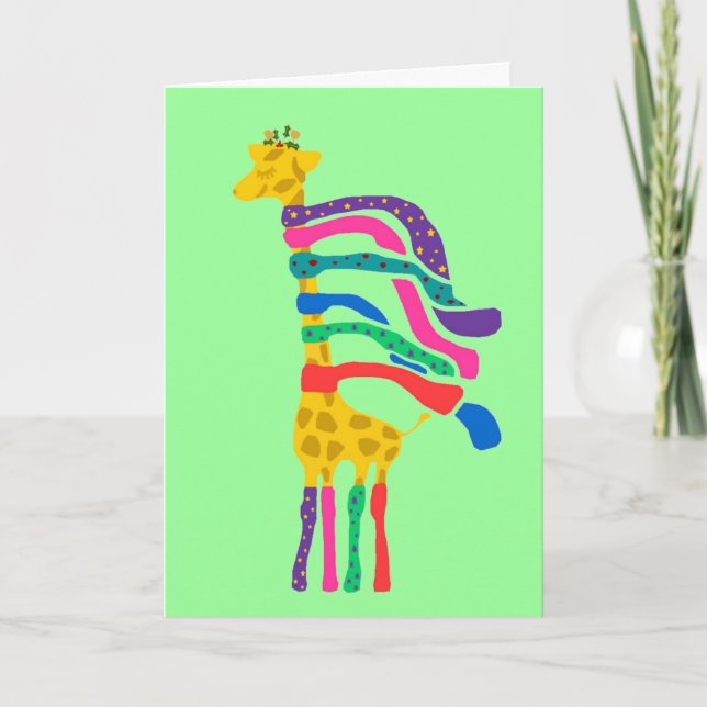 Festividades Cartão Giraffe de Natal (Frente)