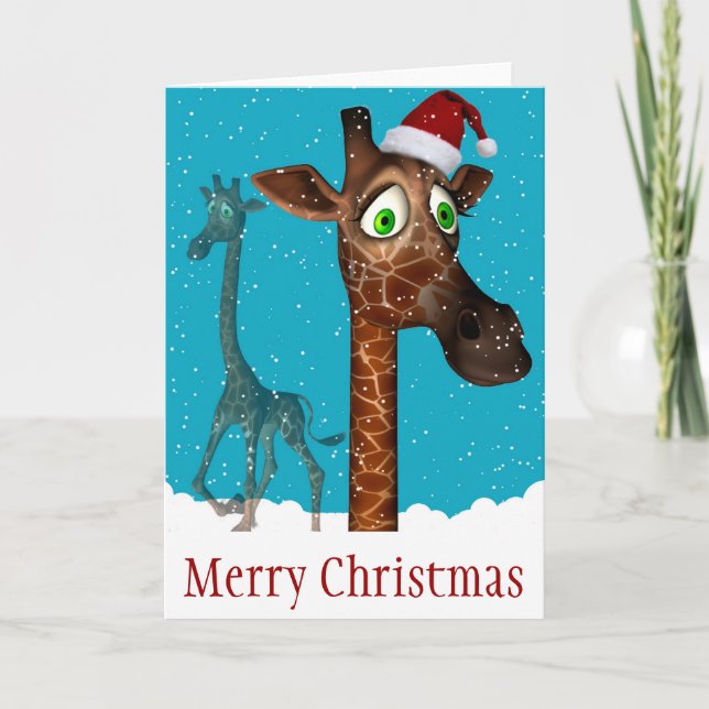Festividades Cartão Giraffe de Natal (Frente)