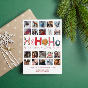 Festividades Cartão Ho Ho Ho de Natal com colagem de 20 fotos