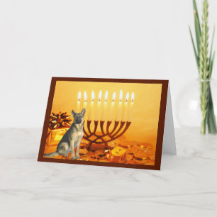 Festividades Cartão   Menorah3 de Chanukah do german shepherd