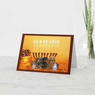Festividades Cartão Menorah4 de Chanukah do Dachshund