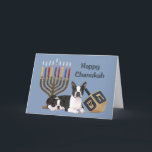 Festividades Cartão Menorah Dreidel1 de Boston Terrier Chanukah<br><div class="desc">Recordar a família e os amigos durante a estação de Chanukah é uma maneira maravilhosa de permanecer em contacto com as pessoas que você ama e se importa aproximadamente. Eu criei estes cartões de Chanukah do cão com amor e o cuidado e eu somos certos que qualquer um que ama...</div>