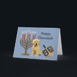 Festividades Cartão Menorah Dreidel5 de Chanukah do golden<br><div class="desc">Recordar a família e os amigos durante a estação de Chanukah é uma maneira maravilhosa de permanecer em contacto com as pessoas que você ama e se importa aproximadamente. Eu criei estes cartões de Chanukah do cão com amor e o cuidado e eu somos certos que qualquer um que ama...</div>