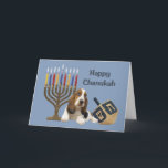 Festividades Cartão Menorah Dreidel de Basset Hound Chanukah<br><div class="desc">Recordar a família e os amigos durante a estação de Chanukah é uma maneira maravilhosa de permanecer em contacto com as pessoas que você ama e se importa aproximadamente. Eu criei estes cartões de Chanukah do cão com amor e o cuidado e eu somos certos que qualquer um que ama...</div>