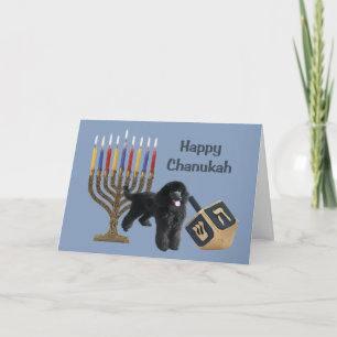 Festividades Cartão Menorah Dreidel de Chanukah da caniche