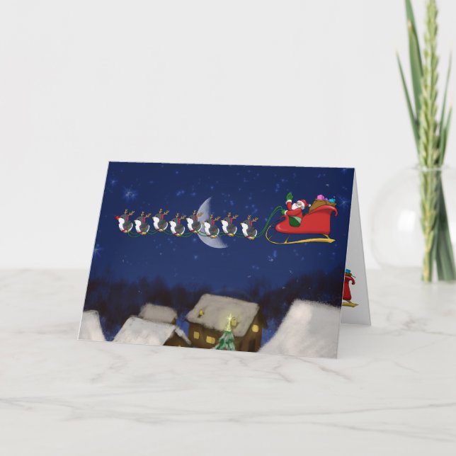 Festividades Cartão minúsculo de oito pinguins (Frente)