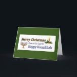 Festividades Cartão Natal de Férias Hanukkah<br><div class="desc">Vela de Natal e Chanucá Menorah com Isaiah 9:6 e dentro de mensagem. A Zazzle oferece desconto nas quantidades encomendadas.</div>
