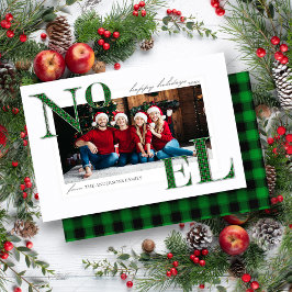 Festividades Cartão Noel Green - Padrão de Xadrez Natal