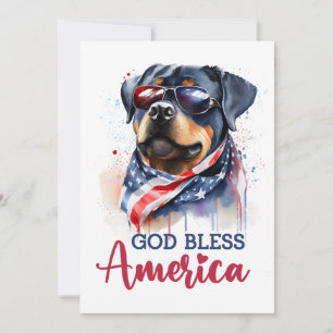 Festividades Cartão Patriótico De Cão-Rottweiler 4 De Julho