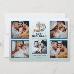 Festividades Cartão Personalizado de Feliz Hanukkah com 5 Fotos