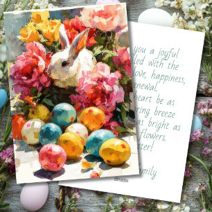 Festividades Cartão Personalizado de Páscoa com Flores e Ovos d