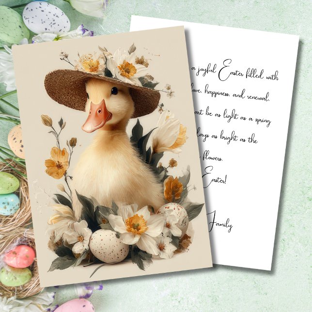 Festividades Cartão Personalizado de Páscoa com Flores e um Pat (Criador carregado)