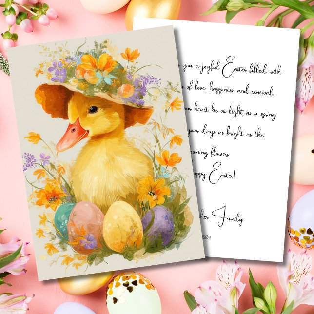 Festividades Cartão Personalizado de Páscoa com Flores e um Pat (Criador carregado)