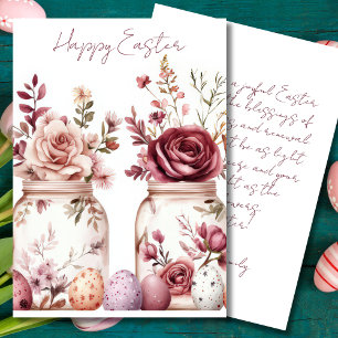 Festividades Cartão Personalizado de Páscoa com Ovos e Flores