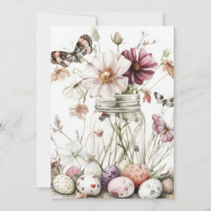 Festividades Cartão Personalizado de Páscoa com Ovos e Flores