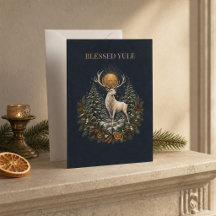 Cartão Personalizado de Veado de Yule no Solstício