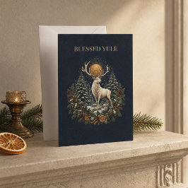 Festividades Cartão Personalizado de Veado de Yule no Solstício