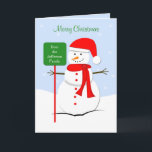 Festividades Cartão personalizado do Natal do boneco de neve<br><div class="desc">Este cartão personalizado do Natal do boneco de neve caracteriza um boneco de neve bonito que veste um chapéu vermelho do papai noel e um lenço vermelho com coordenação de botões vermelhos abaixo da parte dianteira do boneco de neve. Acima do boneco de neve são as palavras "Feliz Natal." Um...</div>