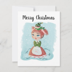 Festividades Cartão Personalizável de Boneca Natal com Mensagem