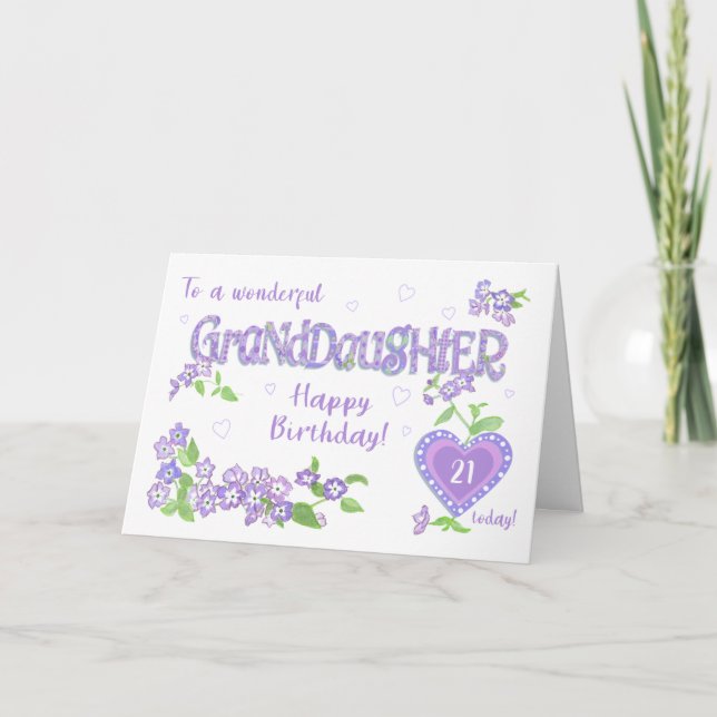 Festividades Cartão Phlox de Aniversário da neta de Idade Perso (Frente)