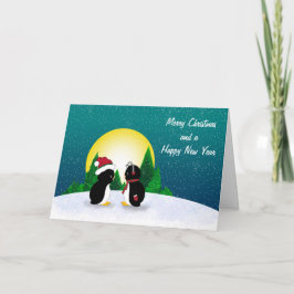 Festividades Cartão Pinguins de Natal