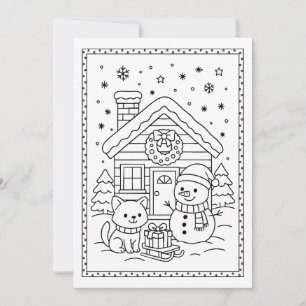 Festividades Cartão Plano de Colorir Boneco de Neve de Natal Di