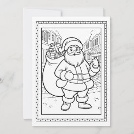 Festividades Cartão Plano de Colorir do Papai Noel para Criança