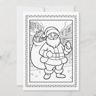 Festividades Cartão Plano de Colorir do Papai Noel para Criança