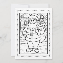 Festividades Cartão Plano de Colorir do Papai Noel para Criança