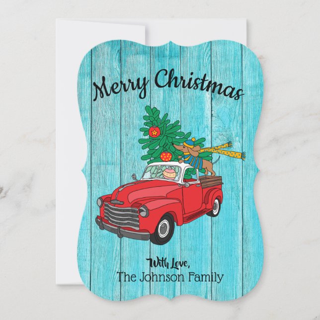 Festividades Cartão Plano de Compras de Árvore de Natal Dachshu (Frente)