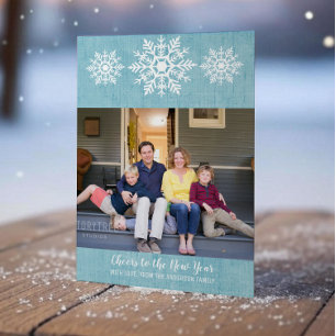 Festividades Cartão Plano de Foto de Ano Novo com Floco de Neve