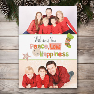 Festividades Cartão plano de Natal com dupla fotografia com pa