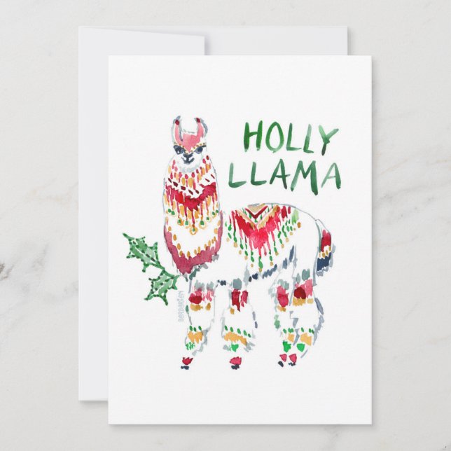 Festividades Cartão plano de Natal de Natal de HOLLY LLAMA Boho (Frente)