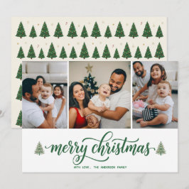 Festividades Cartão Plano de Natal Elegante para 3 Fotos da Fam