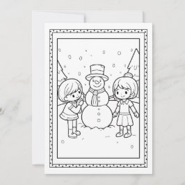 Festividades Cartão Plano de Natal para Colorir Boneco de Neve 