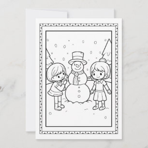 Festividades Cartão Plano de Natal para Colorir Boneco de Neve