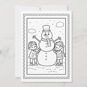 Festividades Cartão Plano de Natal para Colorir Boneco de Neve