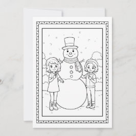 Festividades Cartão Plano de Natal para Colorir Boneco de Neve 