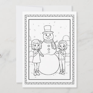 Festividades Cartão Plano de Natal para Colorir Boneco de Neve