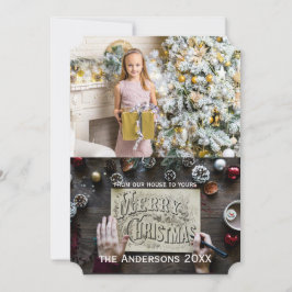 Festividades cartão plano de Natal personalizado adicione a sua