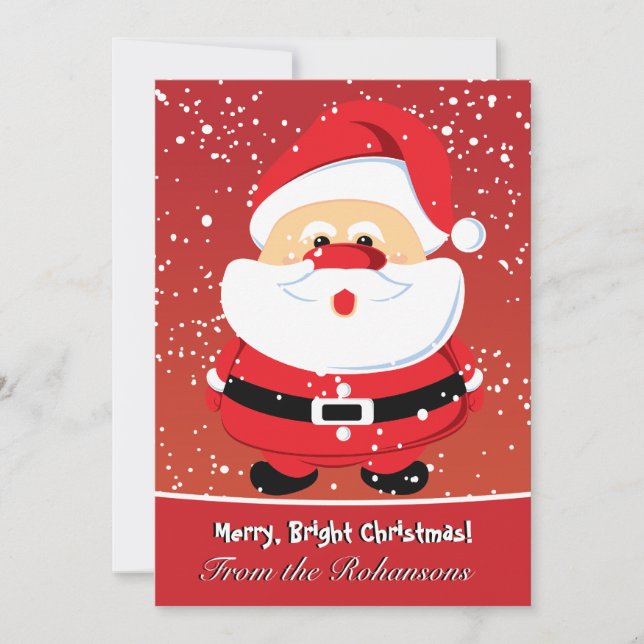 Festividades Cartão plano de Papai Noel Bonito (Frente)