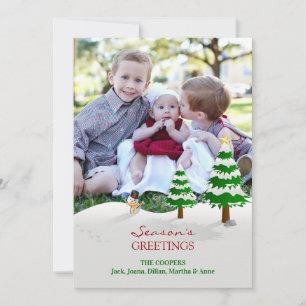 Festividades Cartão plano de saudações de Snowman Photo Seas