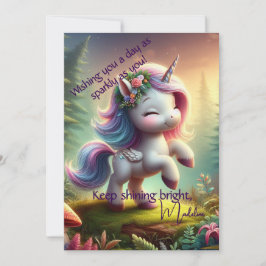 Festividades Cartão Plano de Unicórnio Encantador Personalizado
