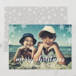 Festividades Cartão plano fotográfico de Natal Falido de Neve